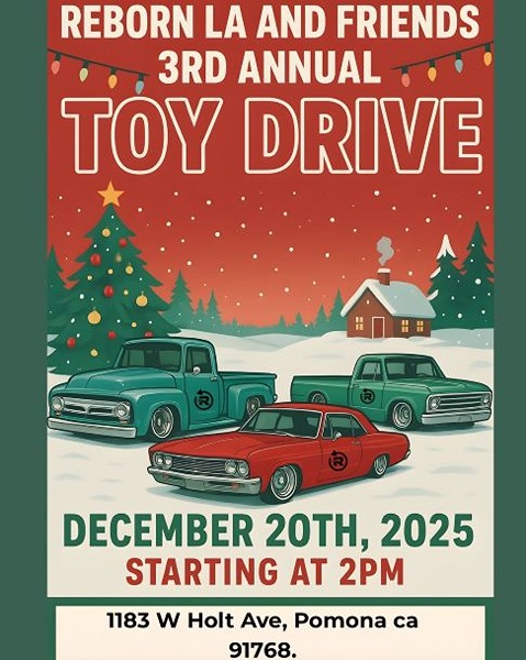 Reborn LA And Friends Car Show Toy Drive flyer 2025